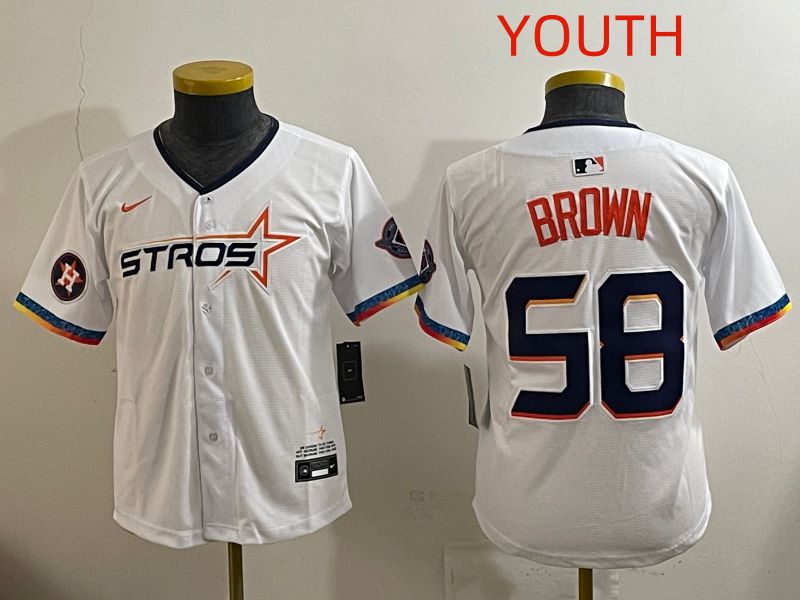 Youth Houston Astros 58 Brown White Fourth generation Joint Name 2025 Nike MLB Jersey style 6